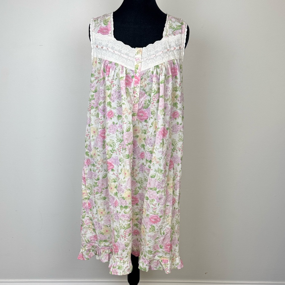 Charter Club vintage cotton Floral Lace night gown Sz S